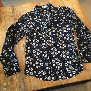 Express Floral Print Slim Portofino Shirt
